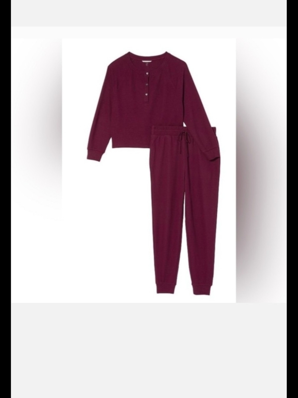 Victoria's Secret Maroon Henley Lounge 2 Piece PJ Set